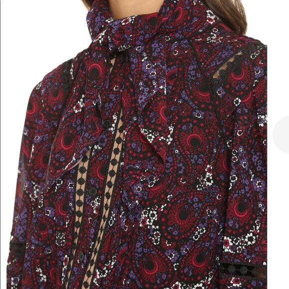 Michael Kors Burgundy Paisley Dress Size 2 - Work or Night Out - Picture 3 of 14